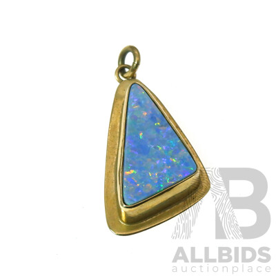 9ct Australian Boulder Opal Doublet Pendant, 28mm Long, 2.22 Grams