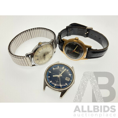 Three Vintage Mens Watches Including Seiko Automatic, Vymo and New Century, Swiss Made