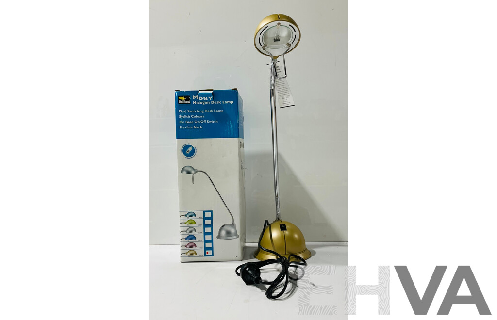 Gold Moby Halogen Desk Lamp in Original Box