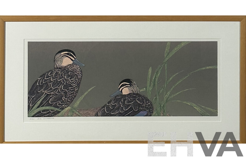 Kim Neubauer, (20th Century, Australian), Ducks, Screenprint, Edition 12 of 25, 45 x 83 cm (frame)