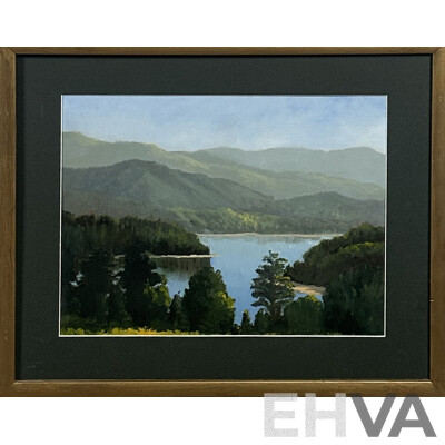 Beverley Richardson (20th Century, Australian), Maroondah Dam, Oil on Board and Wilma Ellis, Molonglo River, Canberra, Oil on Canvas Panel, 44 x 54 cm (largest) (2)