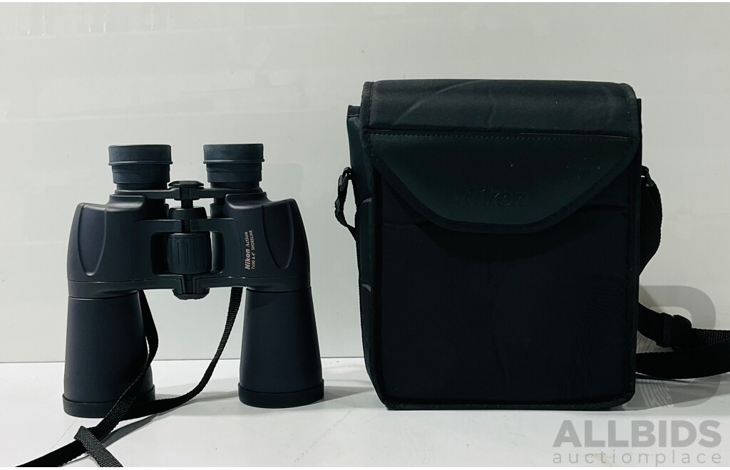 Pair of Nikon Action 7x50 Binoculars with Carrying Case