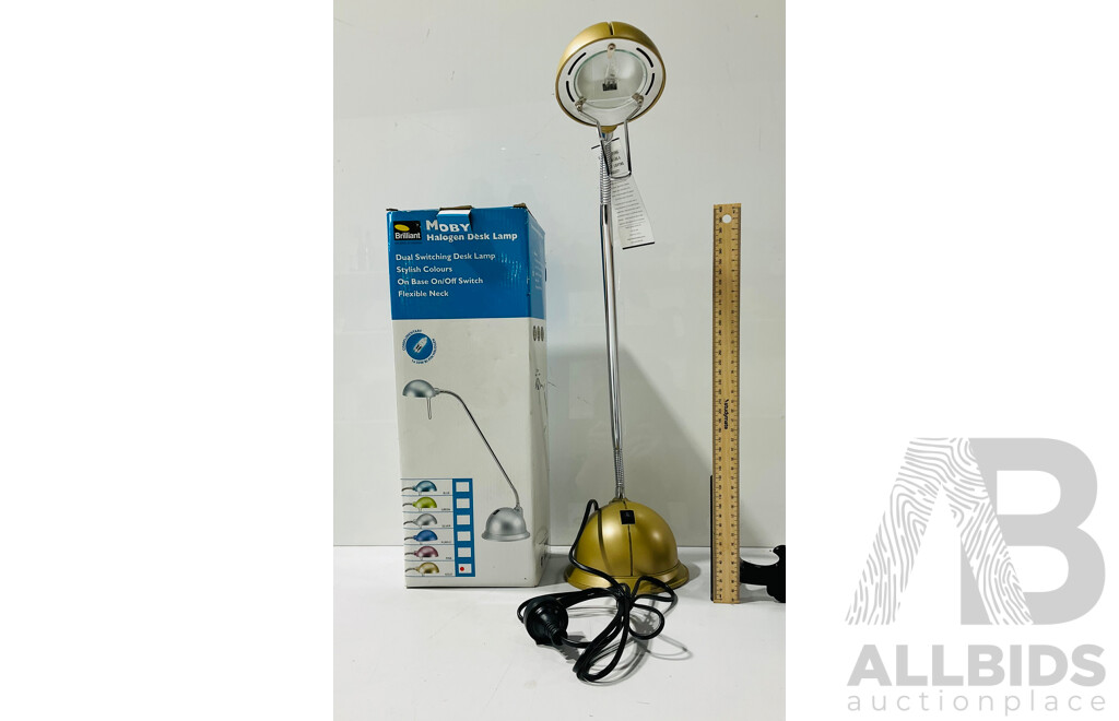 Gold Moby Halogen Desk Lamp in Original Box