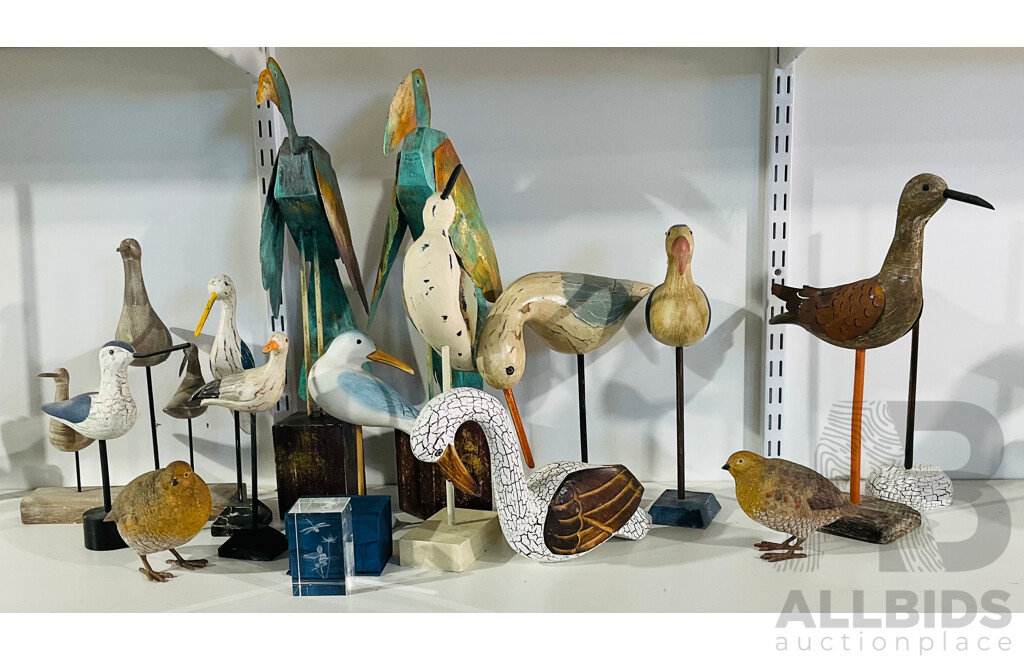 Large Collection of Interesting Hand-painted Bird Statues