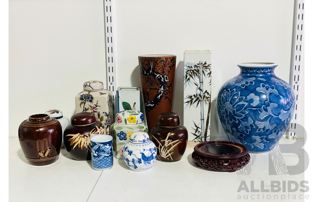 Collection of Asian Ceramic Pots, Vases and Containers