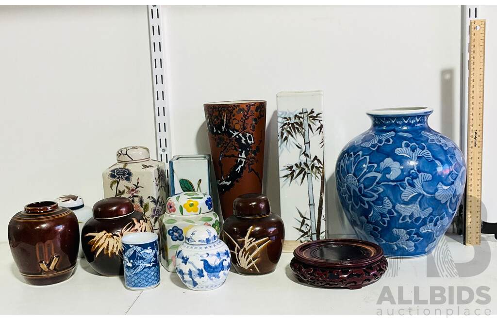 Collection of Asian Ceramic Pots, Vases and Containers