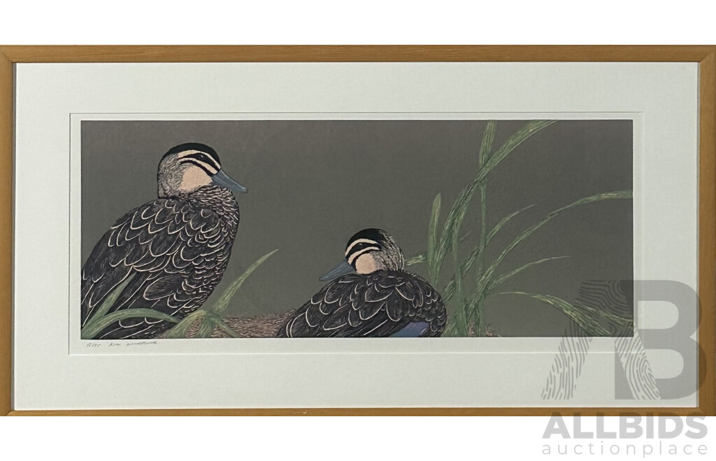 Kim Neubauer, (20th Century, Australian), Ducks, Screenprint, Edition 12 of 25, 45 x 83 cm (frame)