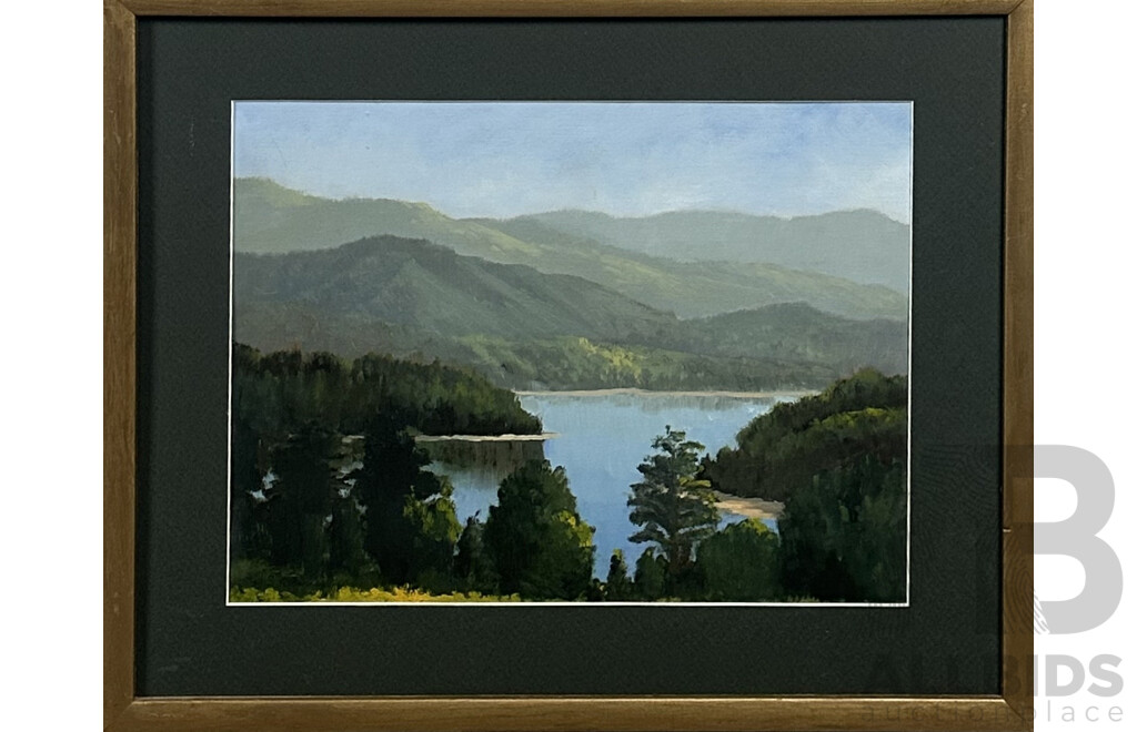 Beverley Richardson (20th Century, Australian), Maroondah Dam, Oil on Board and Wilma Ellis, Molonglo River, Canberra, Oil on Canvas Panel, 44 x 54 cm (largest) (2)