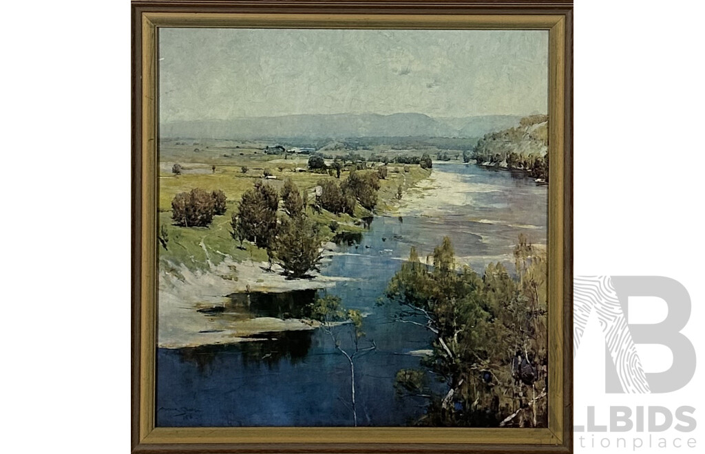 Sir Arthur Streeton, (Late 19th and Early 20th Century, Australian, 1867-1943), the Purple Noon's Transparent Might (1896), Colour Canvas Reproduction Print of Original Oil, 62 x 60 cm (frame)