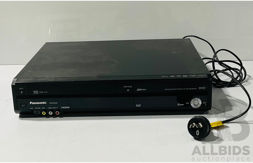 Panasonic DMR-EZ48V VHS DVD Recorder and Panasonic Blu-ray Disc Player with Heavily Damaged Power Cord