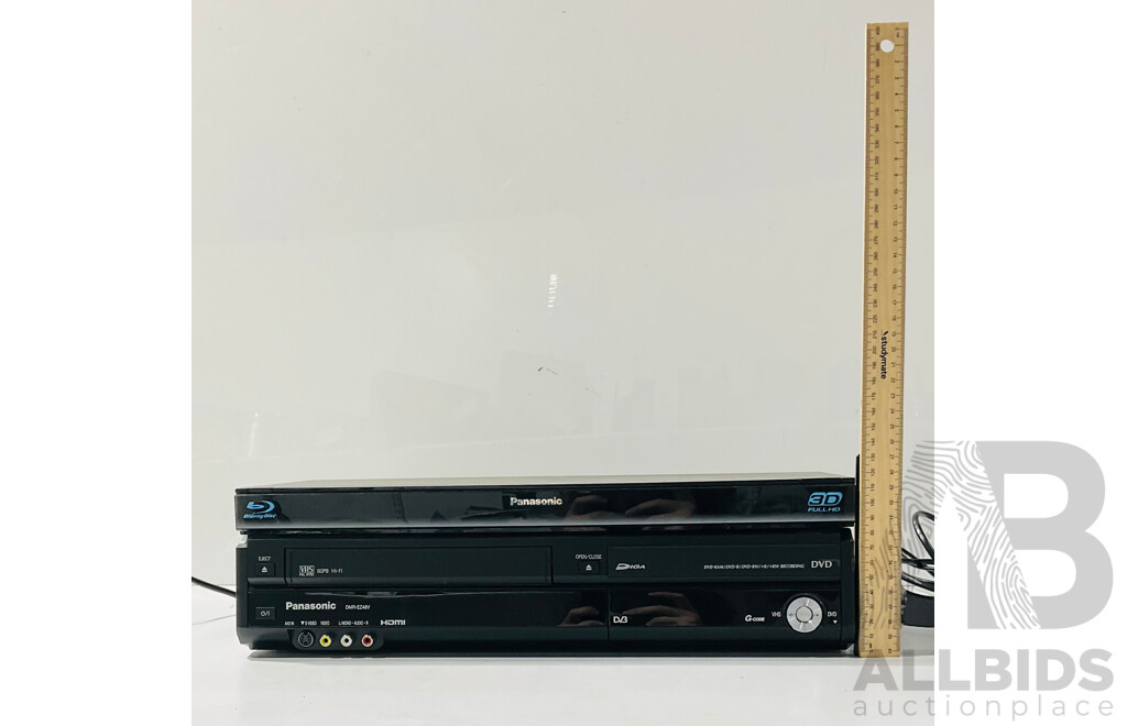 Panasonic DMR-EZ48V VHS DVD Recorder and Panasonic Blu-ray Disc Player with Heavily Damaged Power Cord