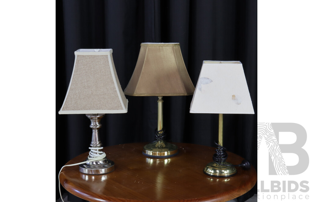 Collection of Three Metal Table Lamps