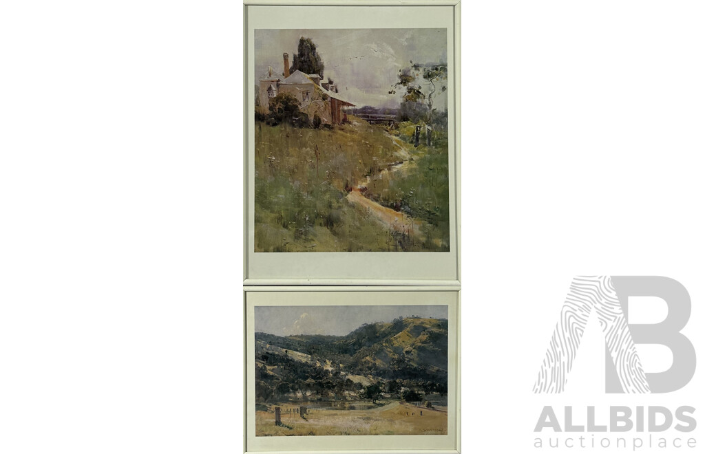 Arthur Streeton (Late 19th and Early 20th Centuries, Australian, 1867-1943), Pair of Landscapes, Canvas Print of Originals, 35 x 46 cm and 46 x 35 cm (frames) (2)