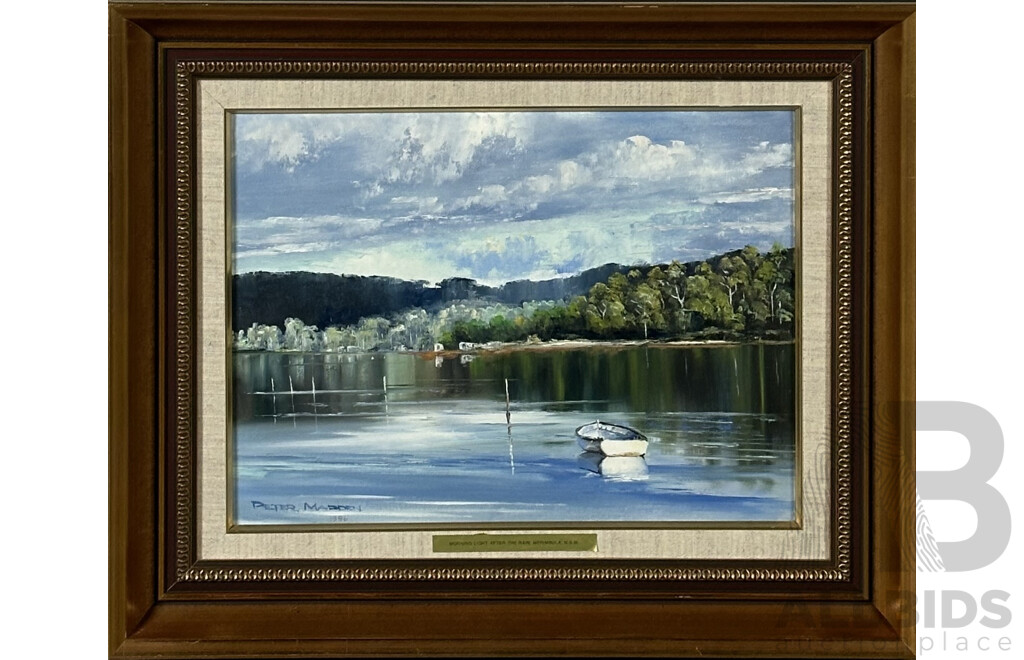 Peter Madden, (20th Century, Australian), Morning Light After The Rain, Top Lake, Merimbula, Oil on Canvas, 46 x 56 cm (frame)