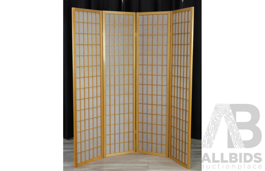 Modern Timber Framed Four Panel Dressing Screen