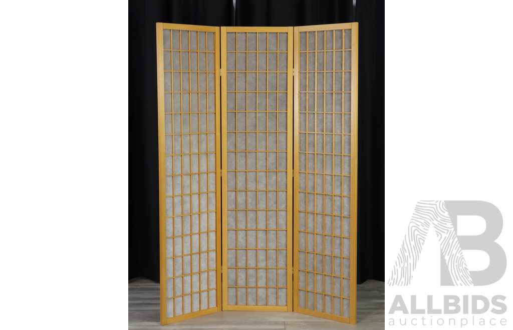 Modern Timber Framed Three Panel Dressing Screen