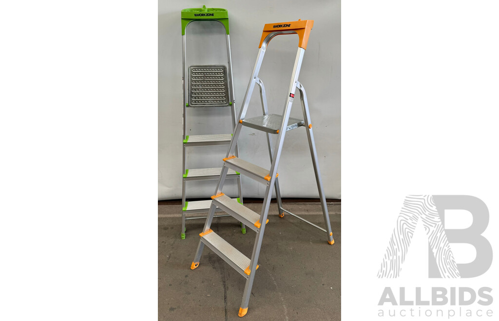 2x Workzone 4-Step Household Ladder