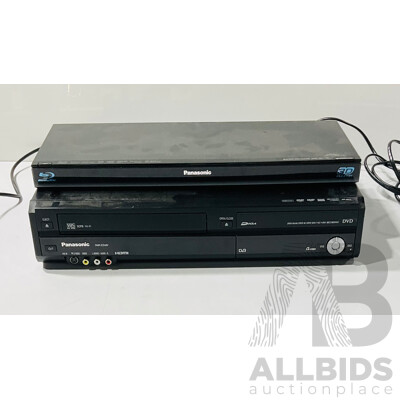 Panasonic DMR-EZ48V VHS DVD Recorder and Panasonic Blu-ray Disc Player with Heavily Damaged Power Cord