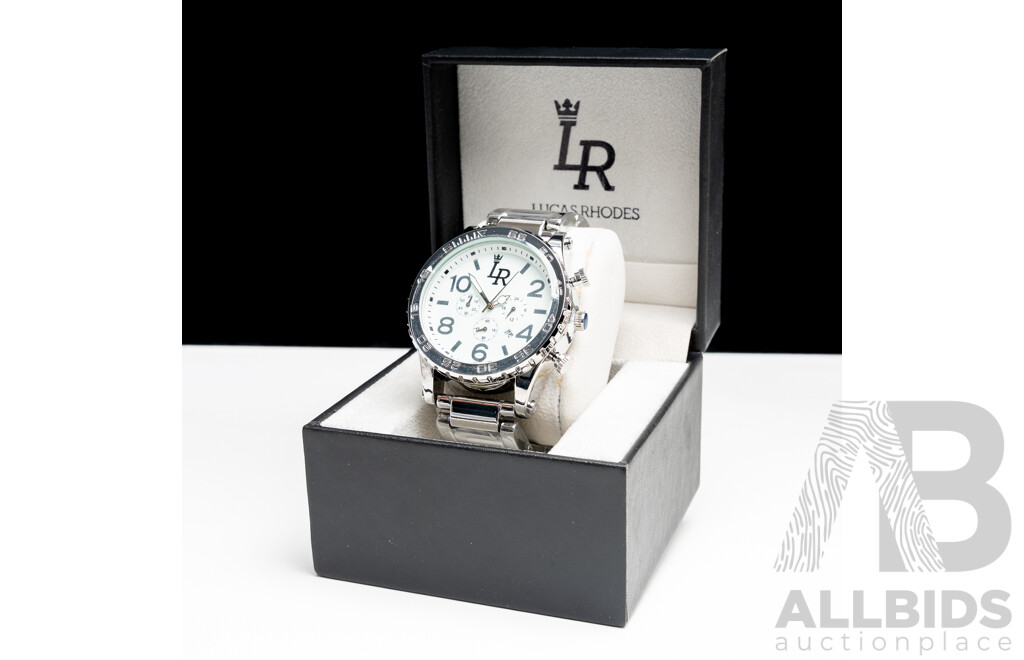 LUCAS RHODES Men's Watch 52mm Chrono High Polish White