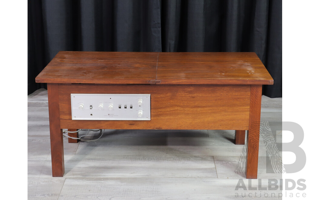 Vintage Lift Top Coffee Table with Gerrard Turn Table and Pioneer Amplifier