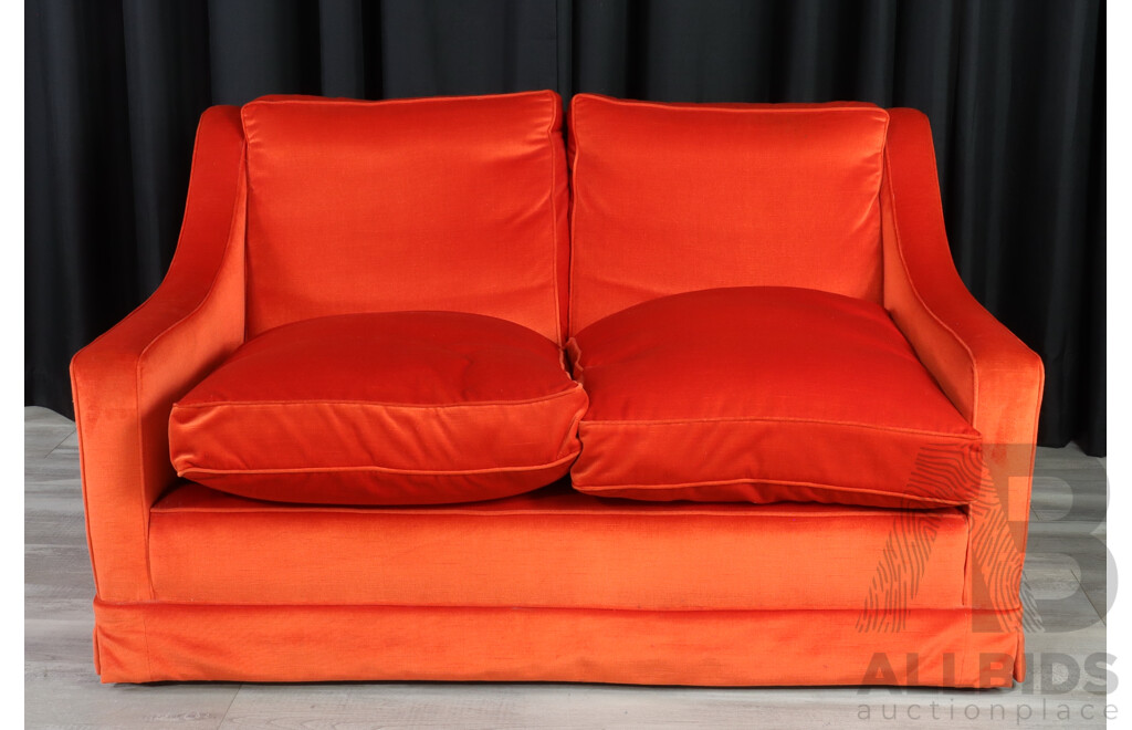 Burnt Orange Two Seater Velour Lounge