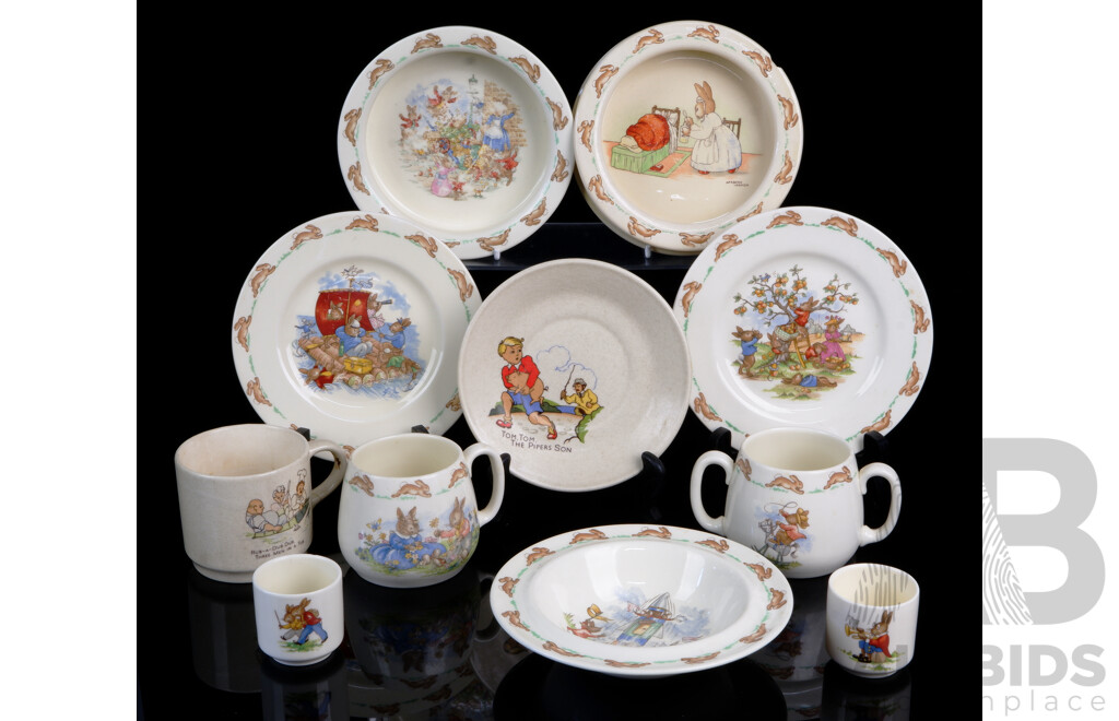 Collection Royal Doulton Bunnykins Porcelain Along with Johnson Brothers Nursery Rhyme Duo