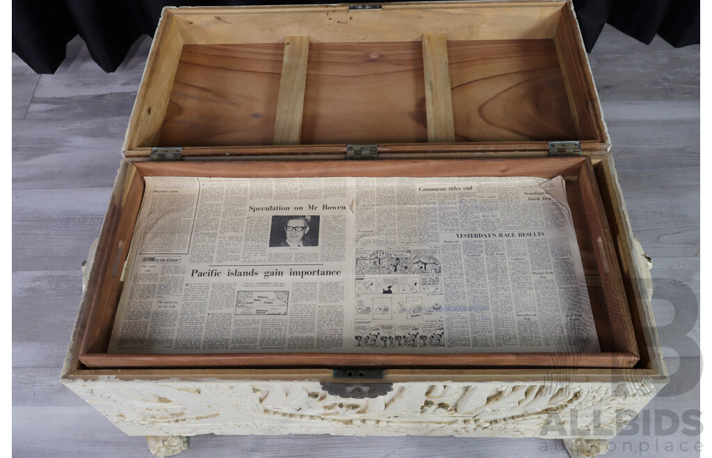 Heavily Carved Camphor Wood Trunk