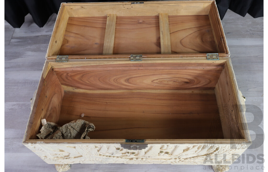 Heavily Carved Camphor Wood Trunk