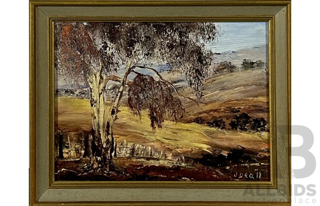 Margaret Hunter and J.F. Deall, (20th Century, Australian School), 'Twilight' and 'Over the Hills', Pair of Vintage Australian Landscapes, 31 x 25 cm (larger frame)