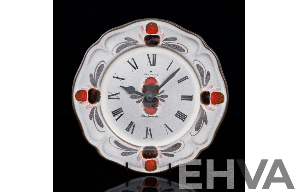 Vintage Junghans Quartz Wall Clock Plate, Hand Painted, Made in Germany