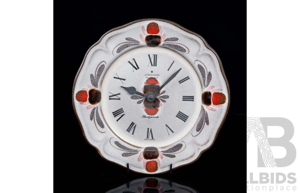 Vintage Junghans Quartz Wall Clock Plate, Hand Painted, Made in Germany