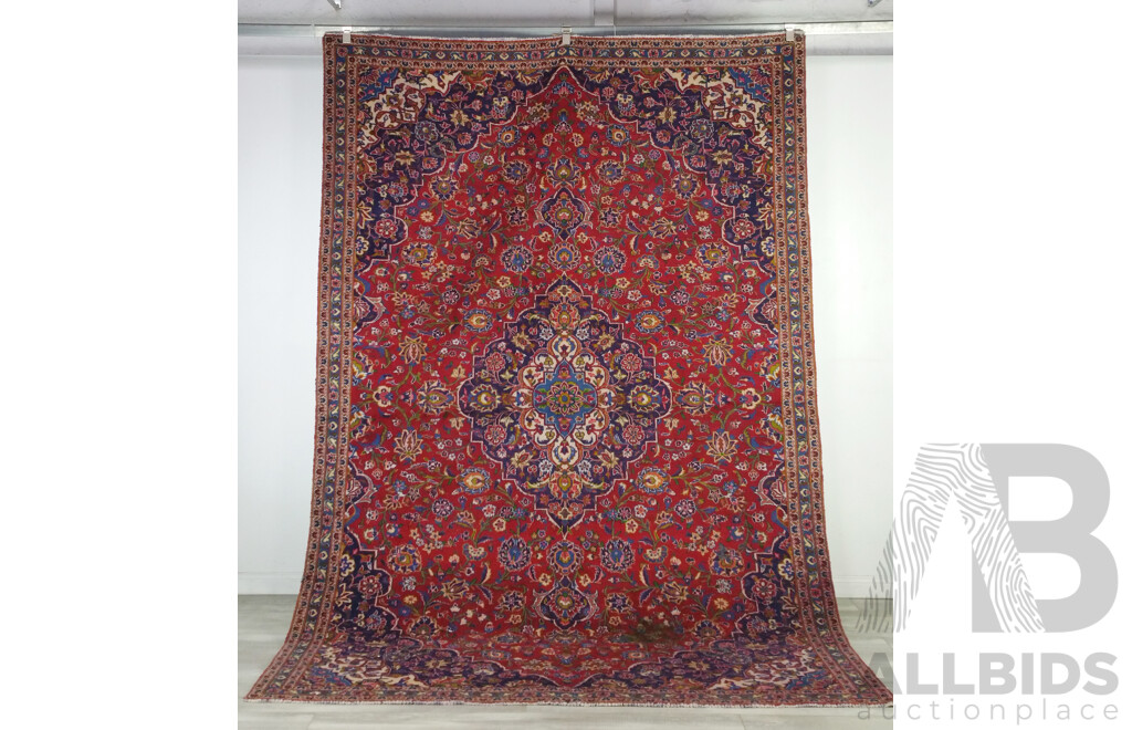 Large Hand Knotted Persian Kashan Wool Main Carpet