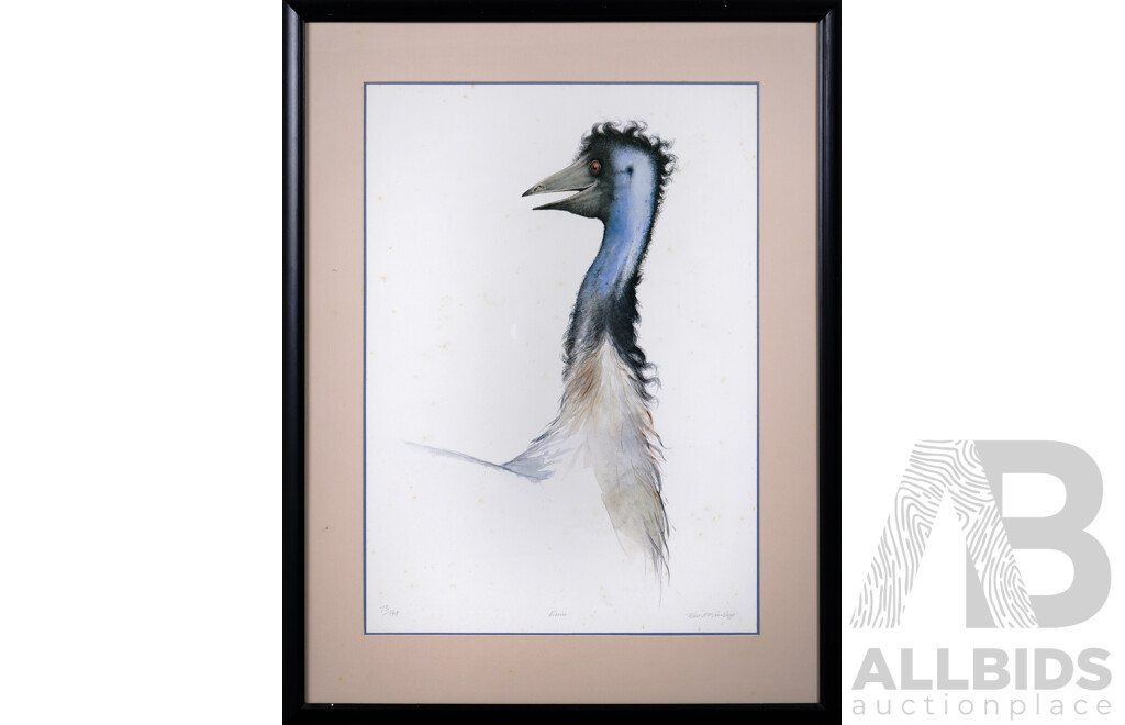 Tom McAulay, (20th Century, Australian, 1946-), Emu, Offset Lithograph, 89 x 68 cm (frame)