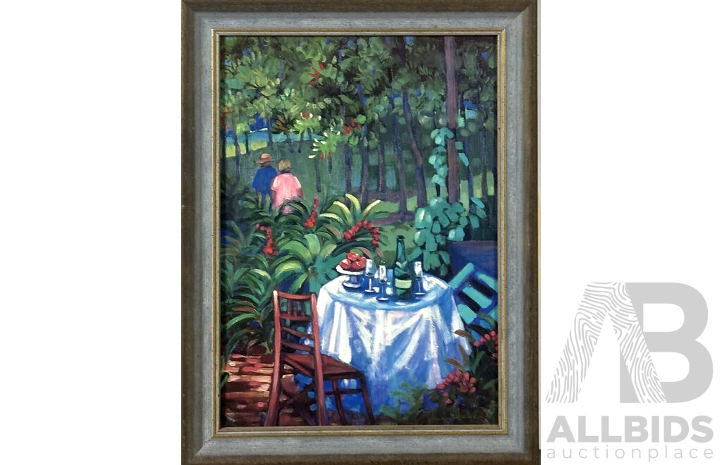 Tania Heben, (20th Century, German; Arrived in Australia1950-), Lunch in the Rainforest, Giclee Print on Board, 42 x 32 cm (frame)