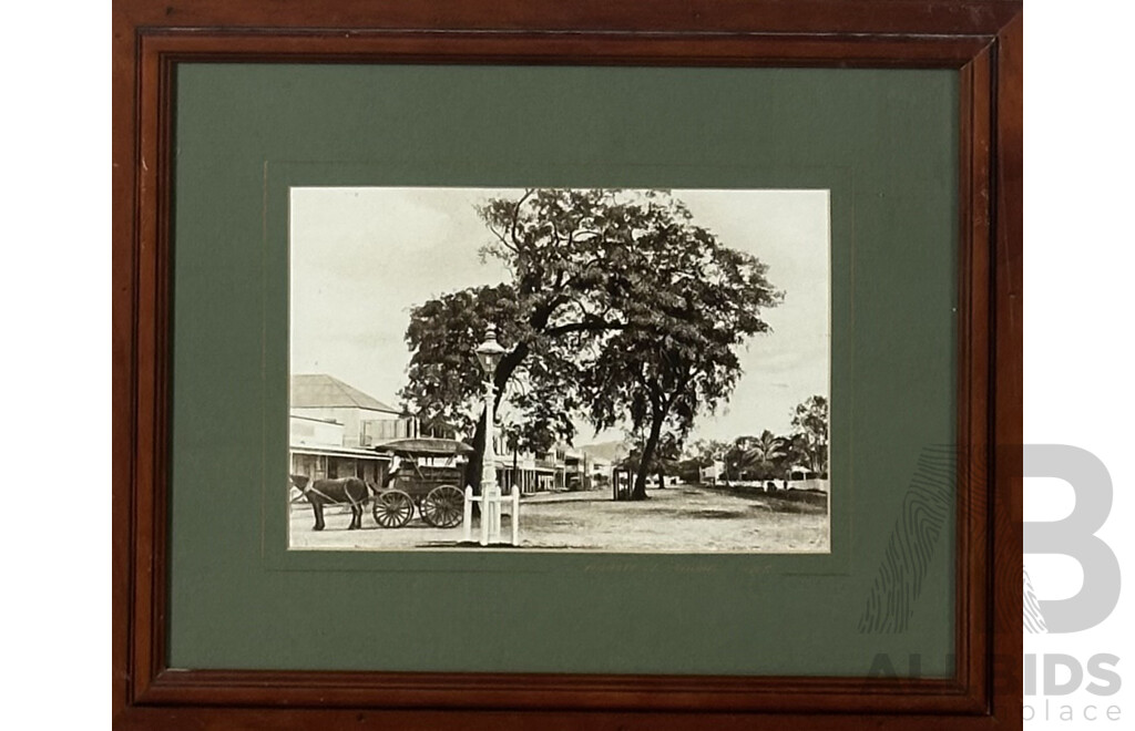 Collection of Four Wonderful Framed Vintage Reproduction Photographic Images - Abbott St, Cairns, 1905; Sydney Harbour Bridge 1930 and 1989; Tumut c1910 and  Summer St, Orange, 1940, 33 x 41 cm (frames) (4)