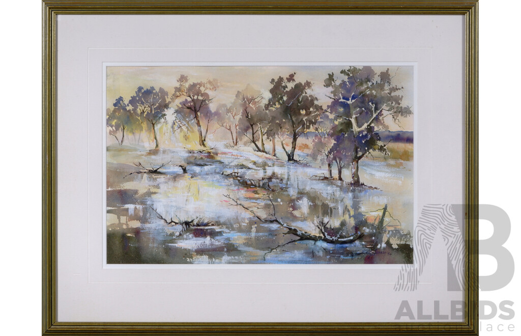 Eula Jensen, (20th Century, Australian, Working C1980s), Floods at Babinda, Queensland, Watercolour and Oil, 59 x 77 cm (frame)