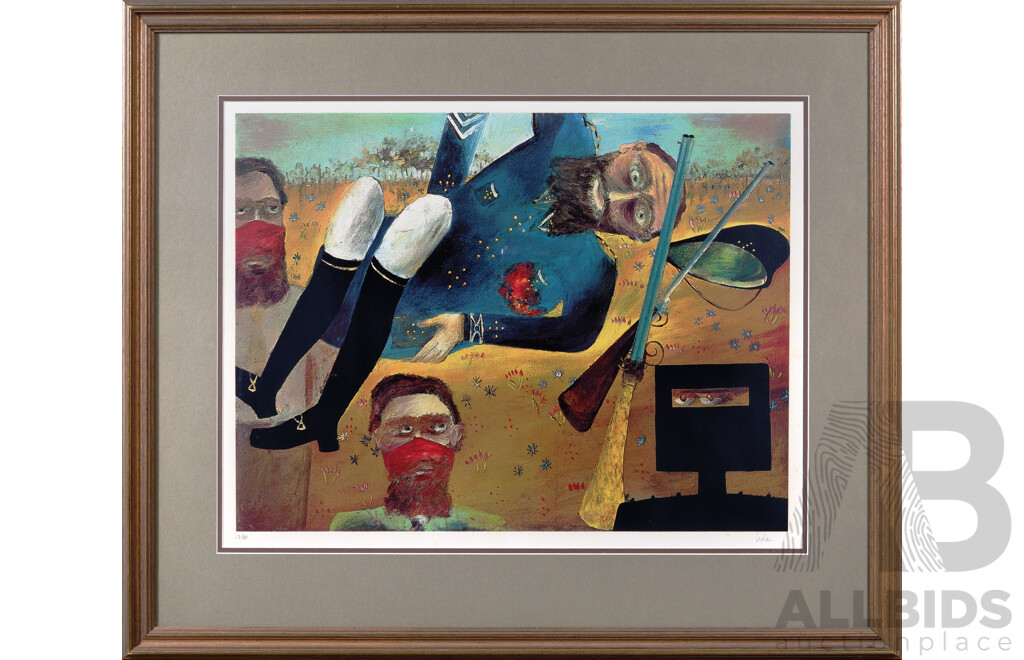 Sidney Nolan, (20th Century, Australian, 1917-1992), Death of Sargeant Kennedy, Screen Print, Signed and Editioned 17 of 60, 76 x 91 cm (frame)