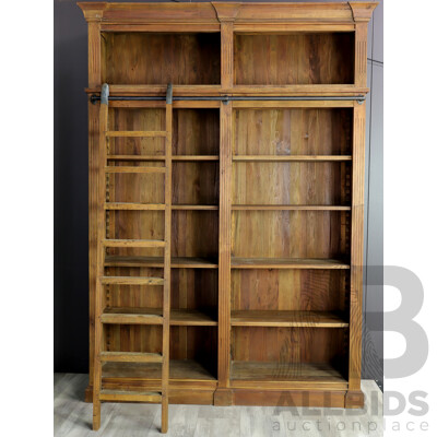 Reproduction Open Timber Library Bookcase with Ladder