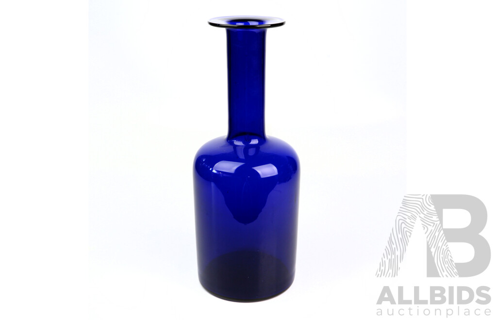 Mid Century Holmegaard Gulvvase by Otto Brauer in Cobalt Blue