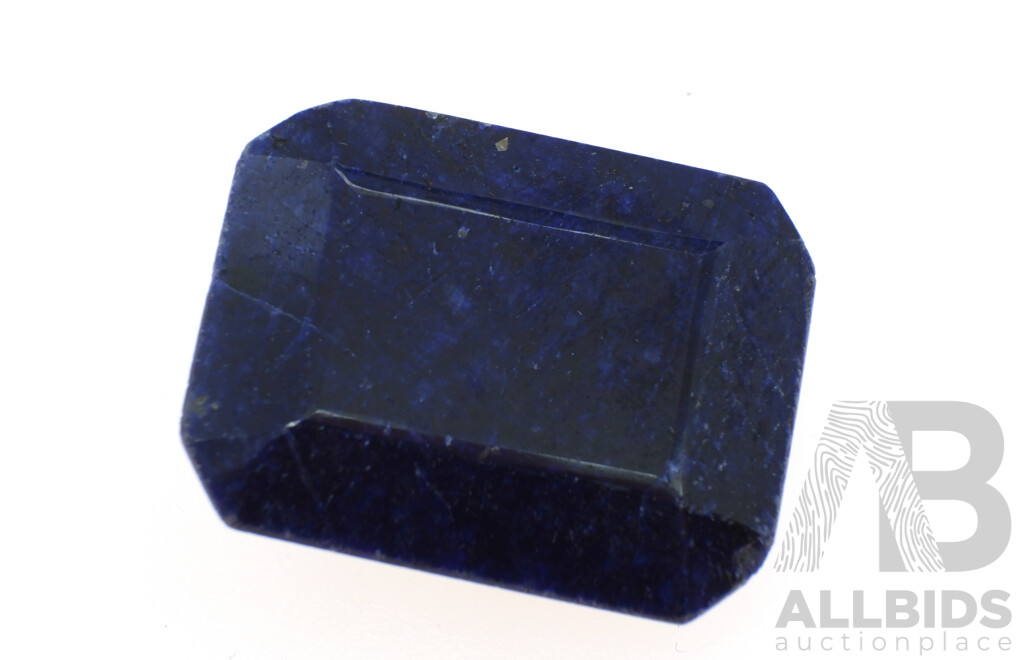 Australian Natural Blue Sapphire Gemstone, 75.75ct, Emerald Cut 28mm X 22mm X 10.8mm