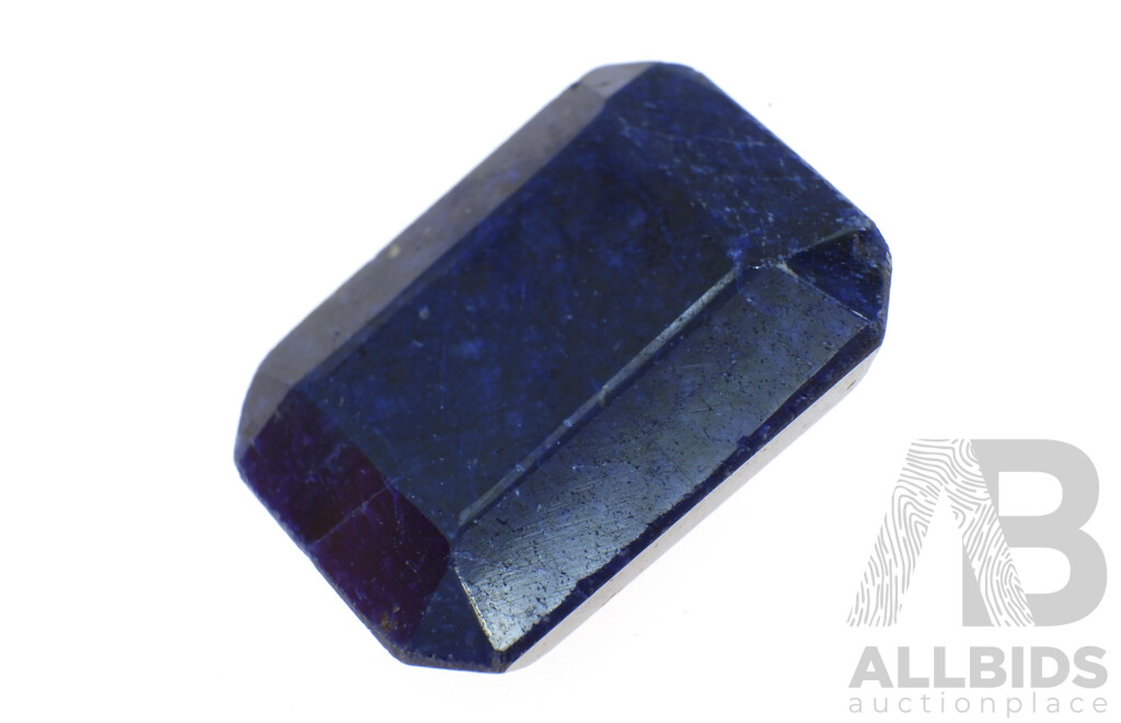 Australian Natural Blue Sapphire Gemstone, 75.75ct, Emerald Cut 28mm X 22mm X 10.8mm