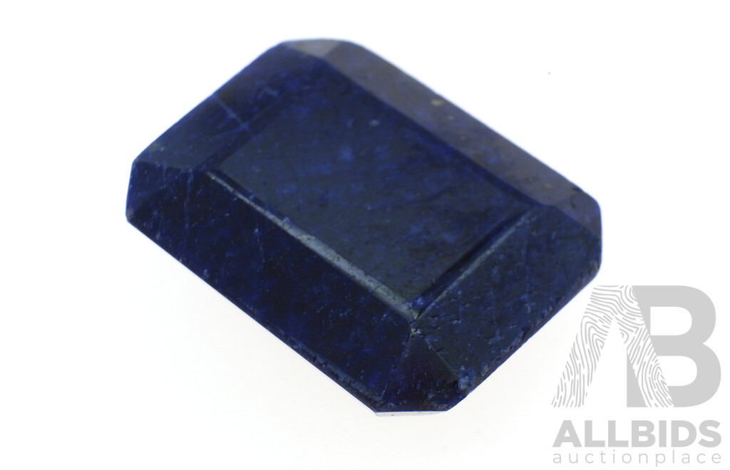 Australian Natural Blue Sapphire Gemstone, 75.75ct, Emerald Cut 28mm X 22mm X 10.8mm