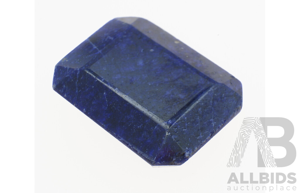 Australian Natural Blue Sapphire Gemstone, 75.75ct, Emerald Cut 28mm X 22mm X 10.8mm