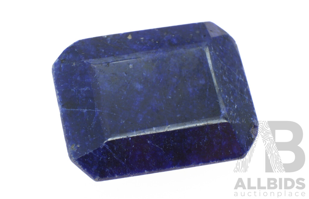 Australian Natural Blue Sapphire Gemstone, 75.75ct, Emerald Cut 28mm X 22mm X 10.8mm