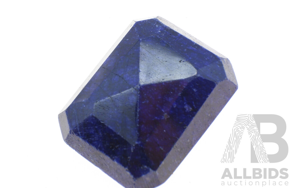 Australian Natural Blue Sapphire Gemstone, 75.75ct, Emerald Cut 28mm X 22mm X 10.8mm