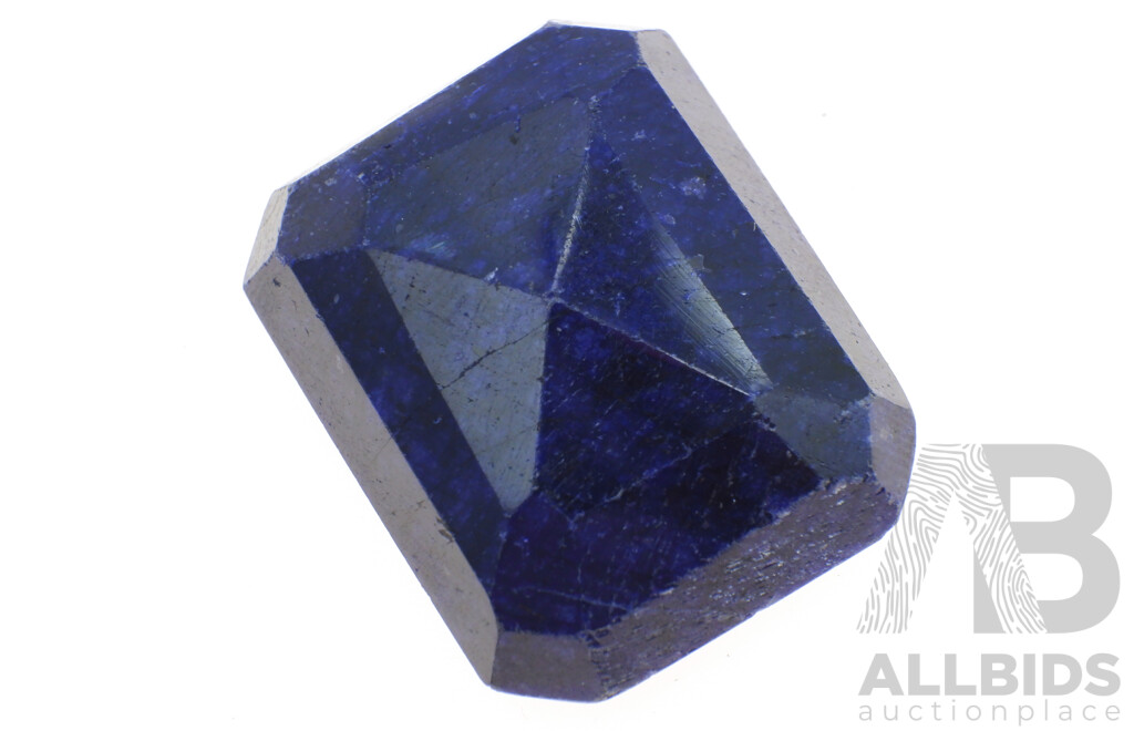 Australian Natural Blue Sapphire Gemstone, 75.75ct, Emerald Cut 28mm X 22mm X 10.8mm