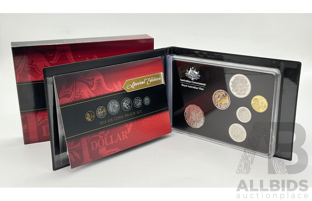 Australian RAM 2014 Six Coin Proof Set with Gold Plated One Dollar