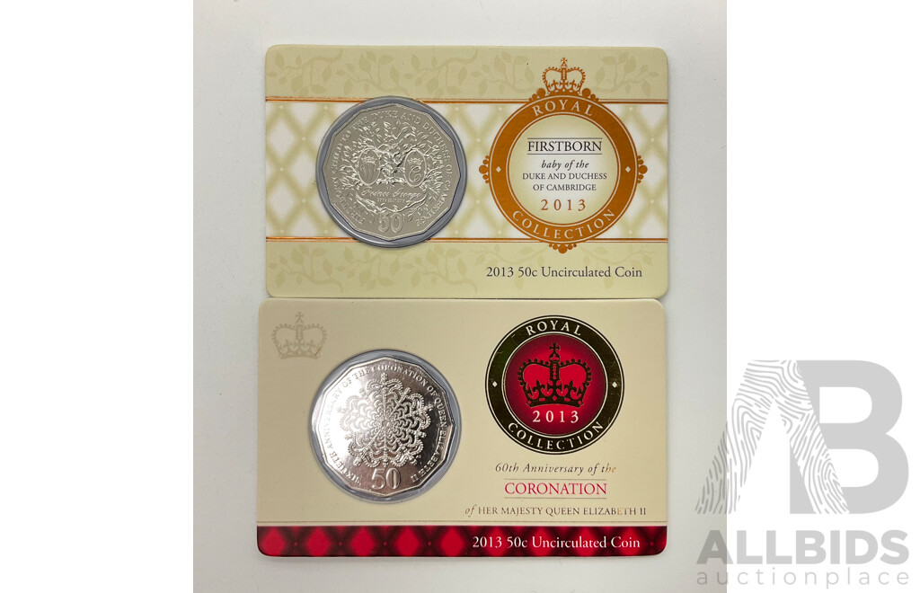 Australian RAM 2013 Fifty Cent Coins, Royal Collection - First Born and Coronation