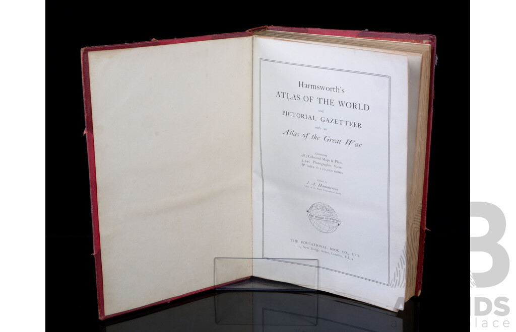 Antique Harmsworths Atlas of the World Etc, the Educational Book Co, London, Cloth Bound Hardcover