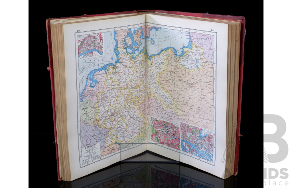 Antique Harmsworths Atlas of the World Etc, the Educational Book Co, London, Cloth Bound Hardcover